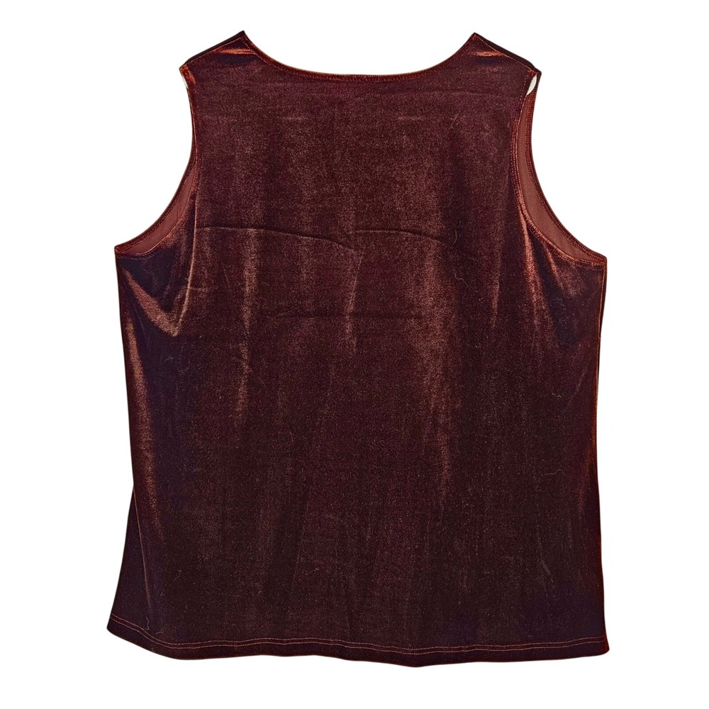Soft Focus Womens 1X Velvet Burnout Tank Top Brown Sleeveless - Picture 2 of 9